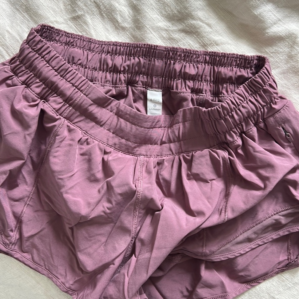 Lulu Lemon running shorts - Size 6 great condition - pink/purple